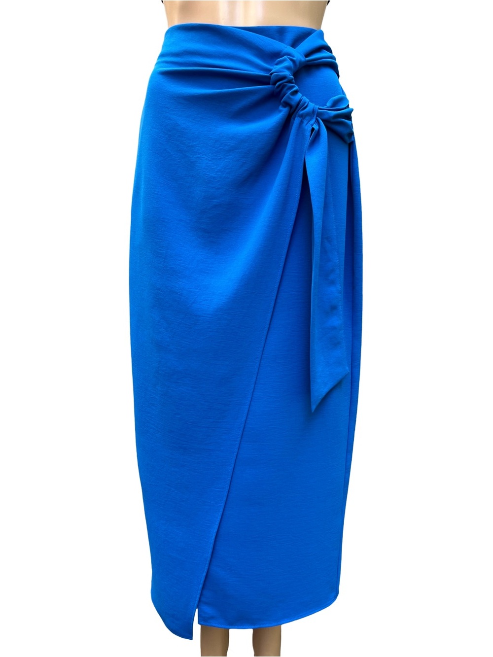 NWOT Zara Cobalt Blue Wrap Midi Skirt M